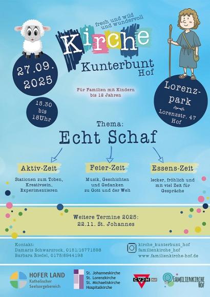 Buntes Plakat für den 27. September mit einem Schaf, das diesmal das Thema sein wird